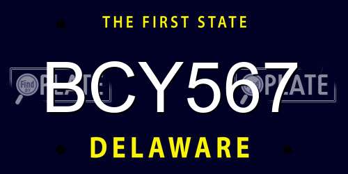 BCY567 Delaware License Plate