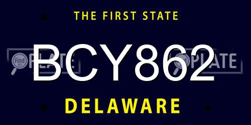 BCY862 Delaware License Plate