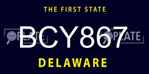 BCY867 Delaware License Plate