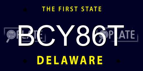 BCY86T Delaware License Plate