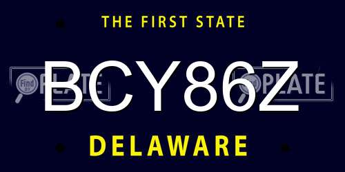 BCY86Z Delaware License Plate