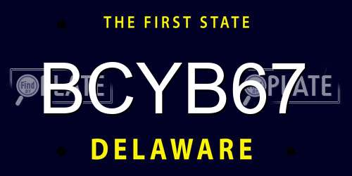 BCYB67 Delaware License Plate