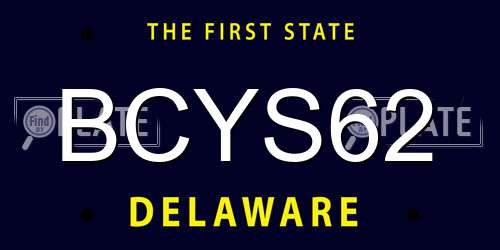 BCYS62 Delaware License Plate