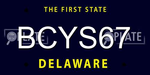 BCYS67 Delaware License Plate