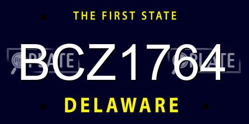 BCZ1764 Delaware License Plate