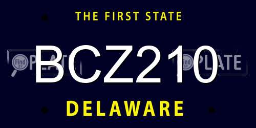 BCZ210 Delaware License Plate