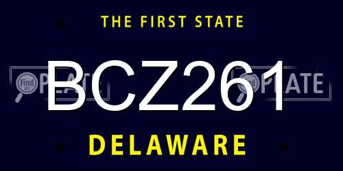BCZ261 Delaware License Plate