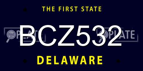 BCZ532 Delaware License Plate