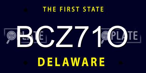 BCZ71O Delaware License Plate