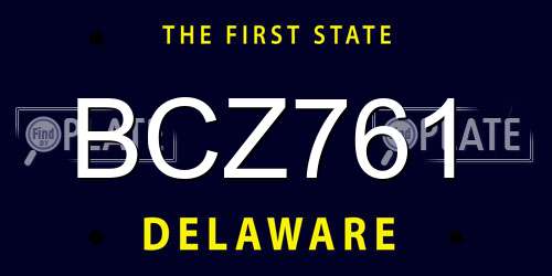BCZ761 Delaware License Plate