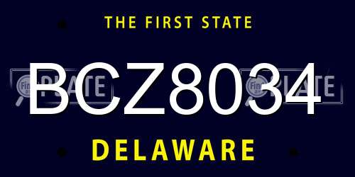 BCZ8034 Delaware License Plate