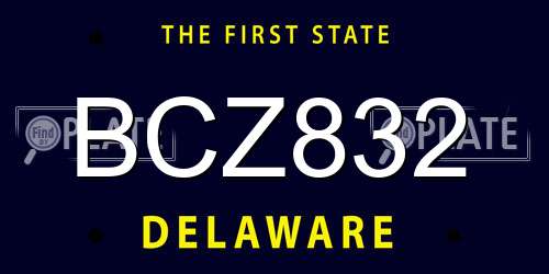 BCZ832 Delaware License Plate