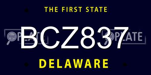BCZ837 Delaware License Plate