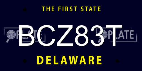 BCZ83T Delaware License Plate
