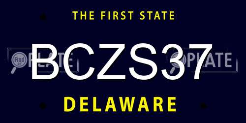 BCZS37 Delaware License Plate