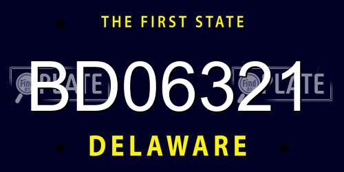 BD06321 Delaware License Plate