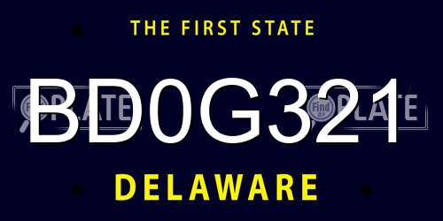 BD0G321 Delaware License Plate