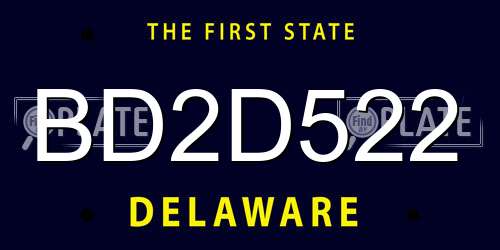 BD2D522 Delaware License Plate