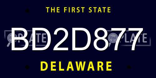 BD2D877 Delaware License Plate