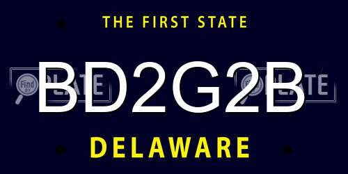 BD2G2B Delaware License Plate