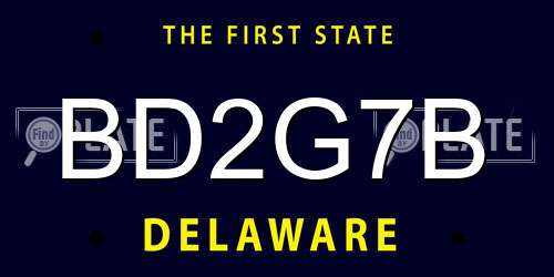 BD2G7B Delaware License Plate