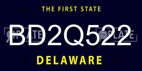 BD2Q522 Delaware License Plate