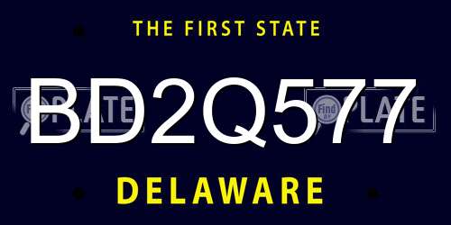 BD2Q577 Delaware License Plate