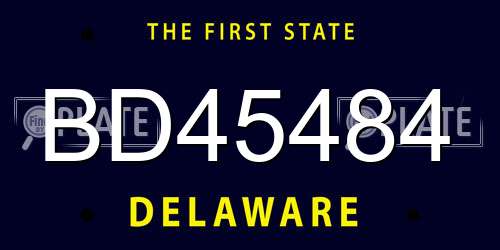 BD45484 Delaware License Plate
