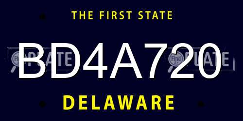 BD4A720 Delaware License Plate