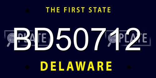 BD50712 Delaware License Plate