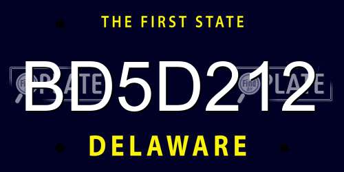 BD5D212 Delaware License Plate