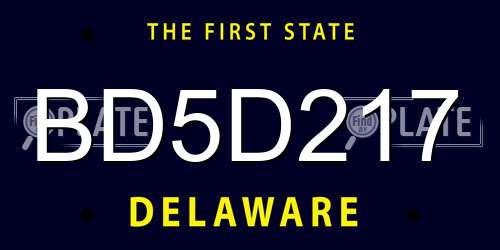 BD5D217 Delaware License Plate