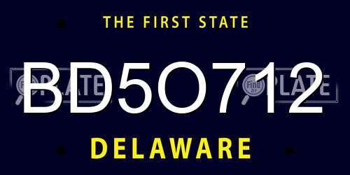 BD5O712 Delaware License Plate