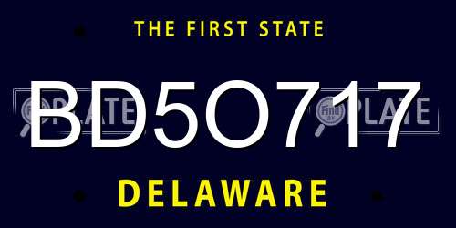 BD5O717 Delaware License Plate