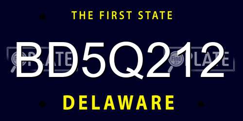 BD5Q212 Delaware License Plate