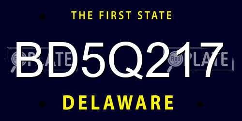 BD5Q217 Delaware License Plate
