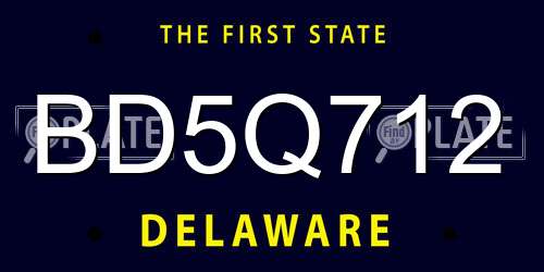 BD5Q712 Delaware License Plate