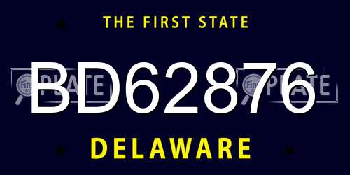 BD62876 Delaware License Plate