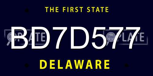 BD7D577 Delaware License Plate