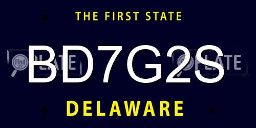 BD7G2S Delaware License Plate