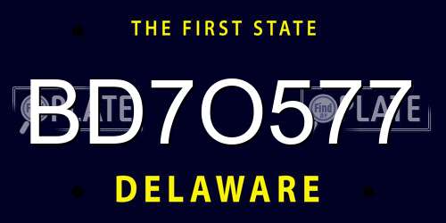BD7O577 Delaware License Plate
