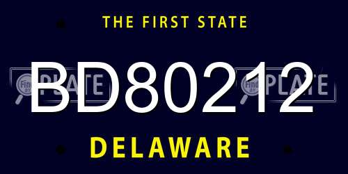 BD80212 Delaware License Plate