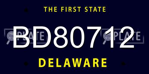 BD80712 Delaware License Plate