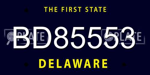BD85553 Delaware License Plate