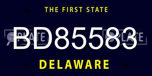 BD85583 Delaware License Plate