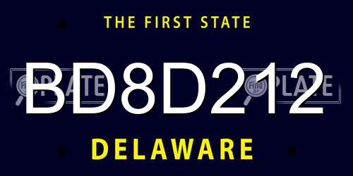 BD8D212 Delaware License Plate