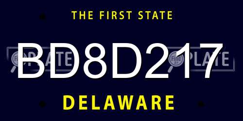 BD8D217 Delaware License Plate