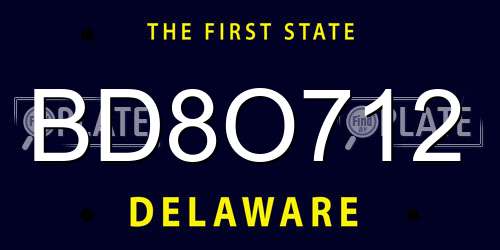 BD8O712 Delaware License Plate