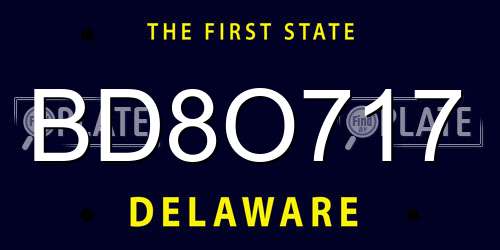 BD8O717 Delaware License Plate