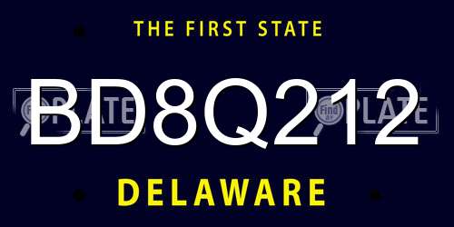 BD8Q212 Delaware License Plate